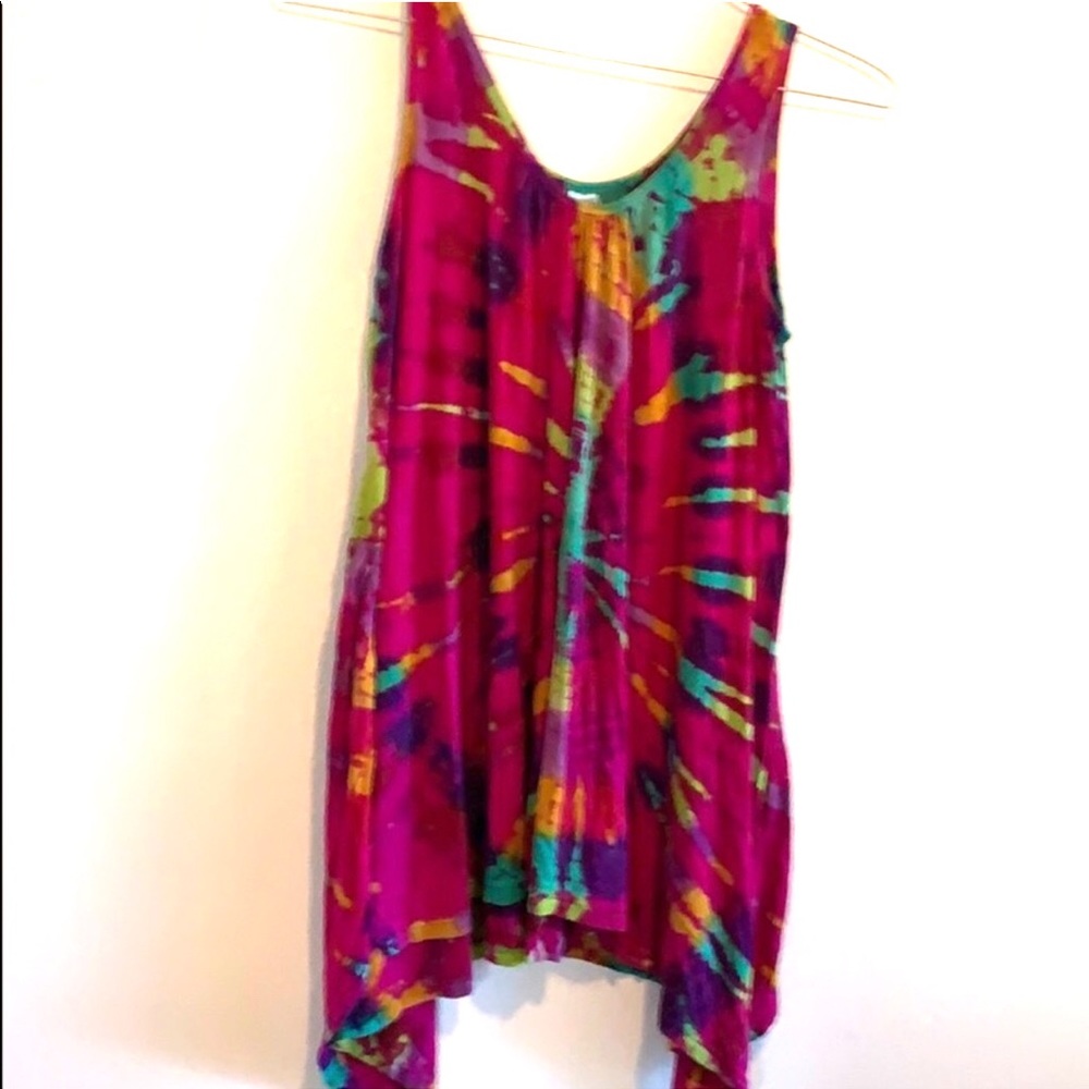 Boutique Tie Dye Asymmetrical Blouse